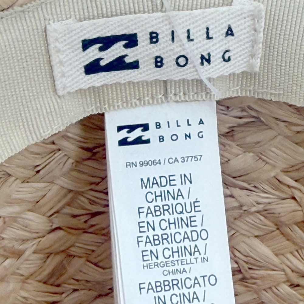 Billabong Straw Beach Comber Sun Hat Womens One Size Natural Tan Wide Brim Woven - Picture 5 of 8